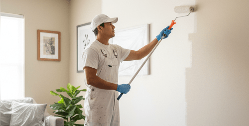 House painting in Moore OK interior wall prep and roller application House painting in Moore OK interior wall prep and roller application