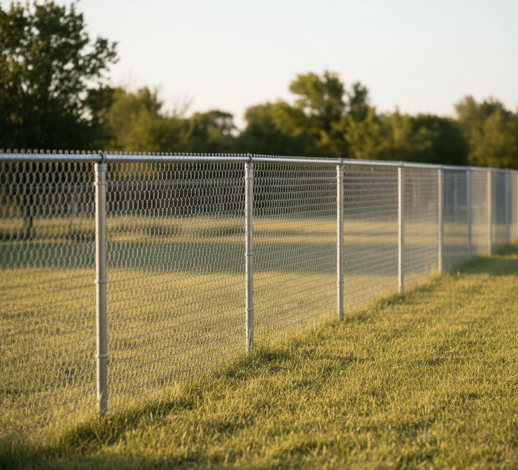chain-link fence with privacy slats in Edmond